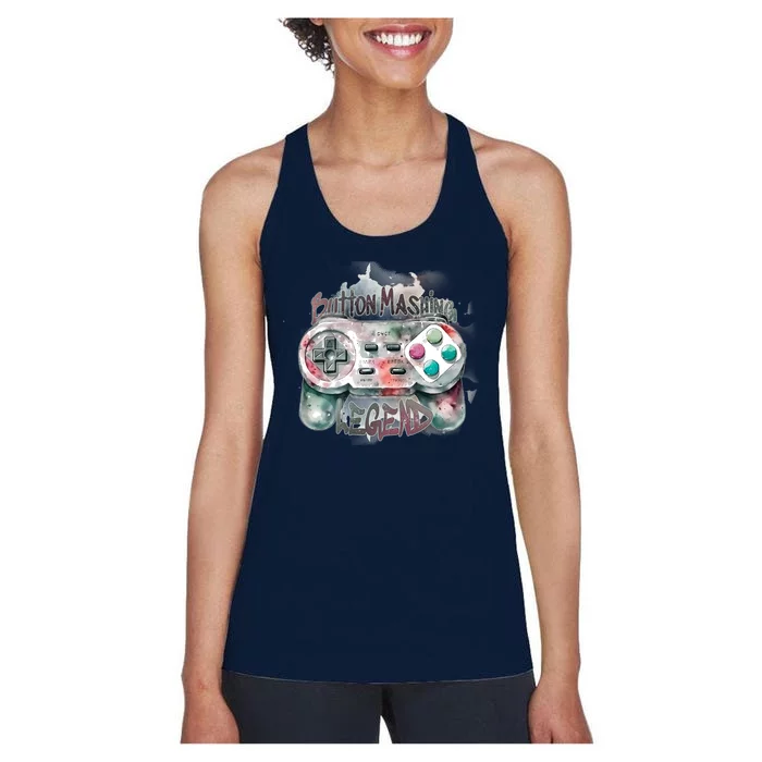 Funny Gamer Button Mashing Legend Women's Racerback Tank