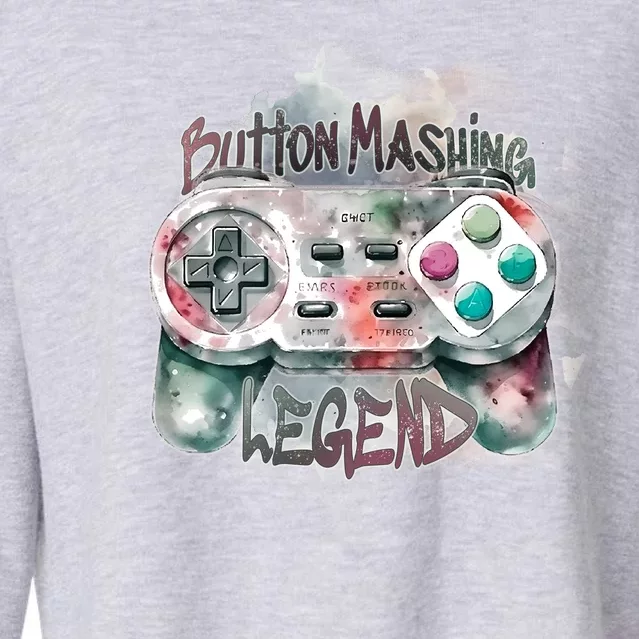 Funny Gamer Button Mashing Legend Cropped Pullover Crew