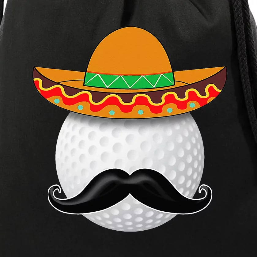 Funny Golf Ball Mustache Mexican Sports Mexico Party Drawstring Bag