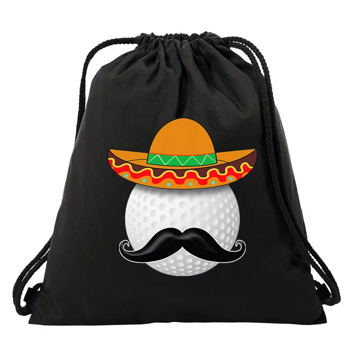 Funny Golf Ball Mustache Mexican Sports Mexico Party Drawstring Bag