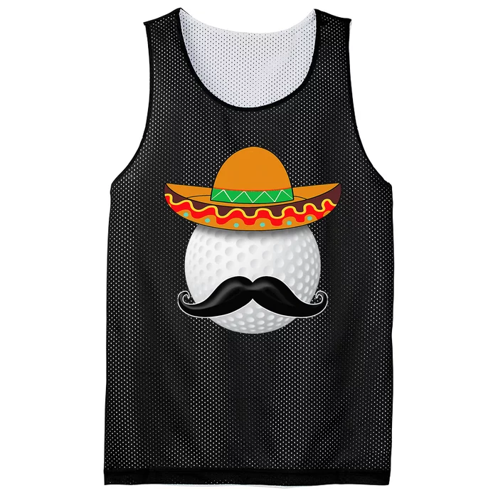 Funny Golf Ball Mustache Mexican Sports Mexico Party Mesh Reversible Basketball Jersey Tank