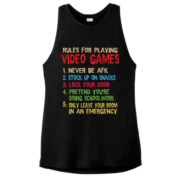 Funny Gamer Boys Teens Saying Rules For Playing Video Games Ladies Tri-Blend Wicking Tank