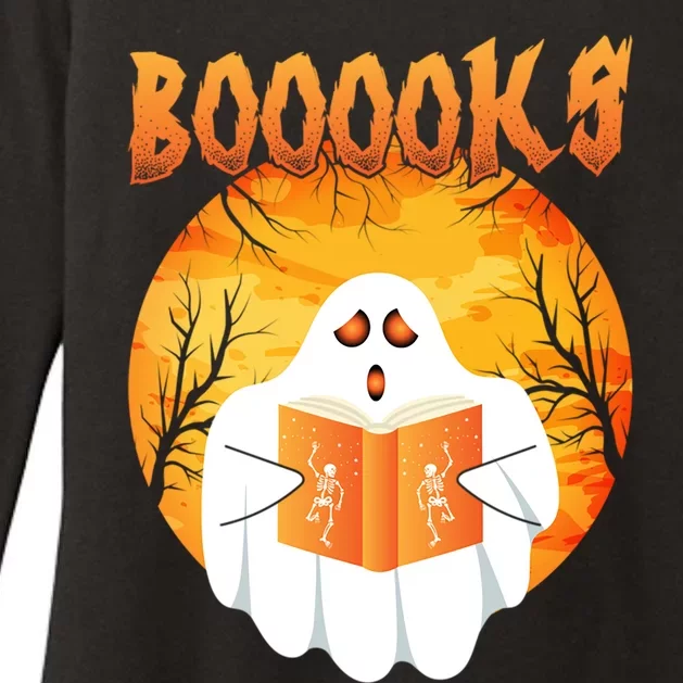 Fun Graphic Booooks Ghost Boo Read Books Halloween Gift Womens CVC Long Sleeve Shirt