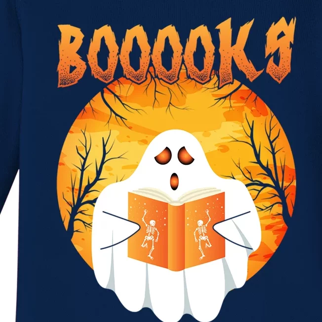 Fun Graphic Booooks Ghost Boo Read Books Halloween Gift Baby Long Sleeve Bodysuit