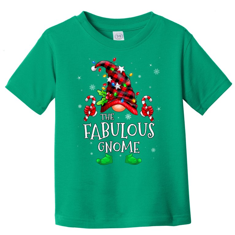 Fabulous Gnome Buffalo Plaid Matching Family Christmas Toddler T-Shirt