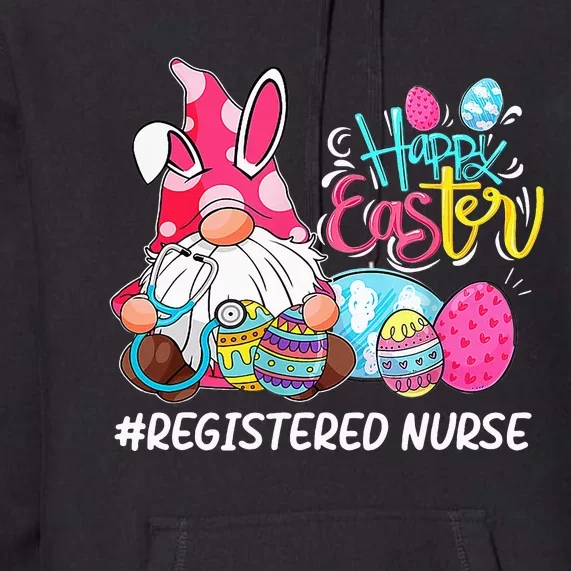 Funny Gnome Bunny Love Registered Nurse Easter Christians Premium Hoodie