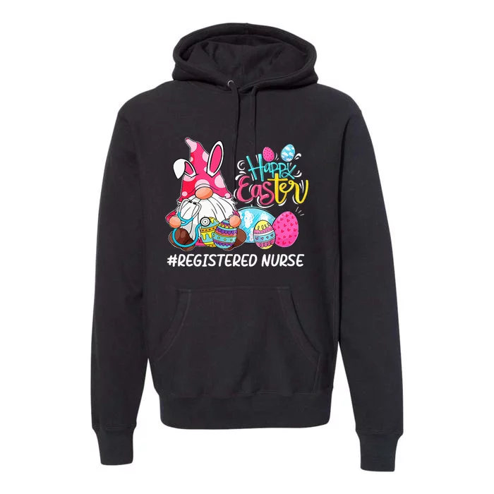 Funny Gnome Bunny Love Registered Nurse Easter Christians Premium Hoodie