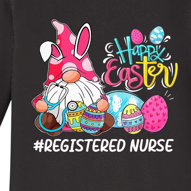 Funny Gnome Bunny Love Registered Nurse Easter Christians Baby Long Sleeve Bodysuit