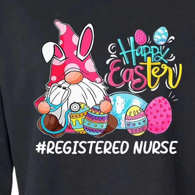 Funny Gnome Bunny Love Registered Nurse Easter Christians Cropped Pullover Crew