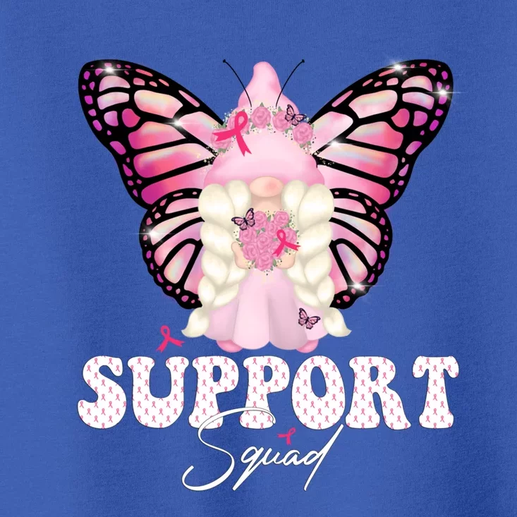 Funny Gnome Butterfly Support Squad Breast Cancer Awareness Gift Toddler T-Shirt