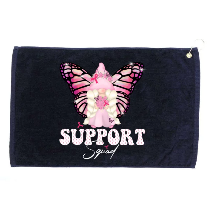 Funny Gnome Butterfly Support Squad Breast Cancer Awareness Gift Grommeted Golf Towel