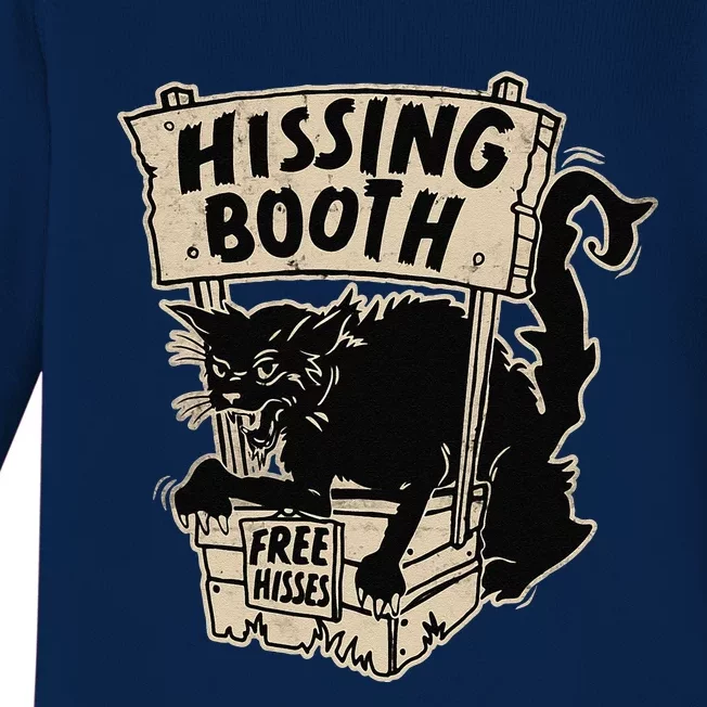 Funny Goth Black Cat Hissing Booth For Cat Moms & Cat Dads Baby Long Sleeve Bodysuit