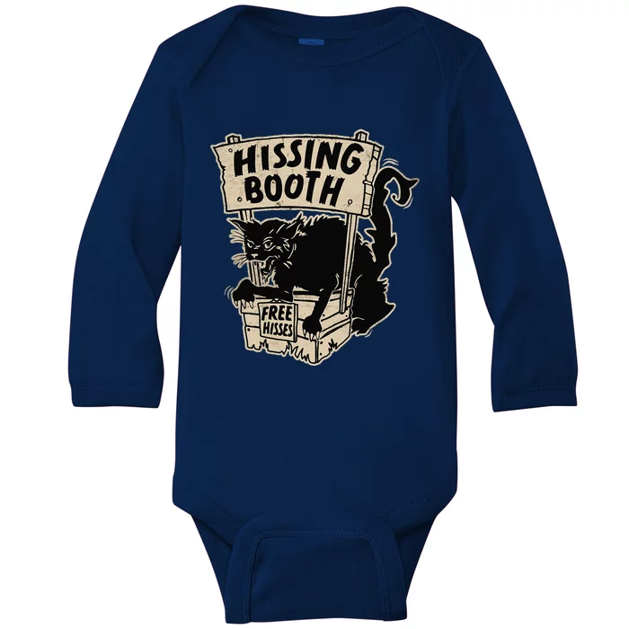 Funny Goth Black Cat Hissing Booth For Cat Moms & Cat Dads Baby Long Sleeve Bodysuit