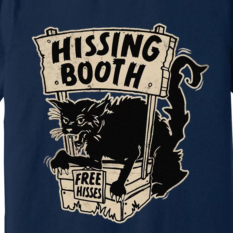 Funny Goth Black Cat Hissing Booth For Cat Moms & Cat Dads Premium T-Shirt