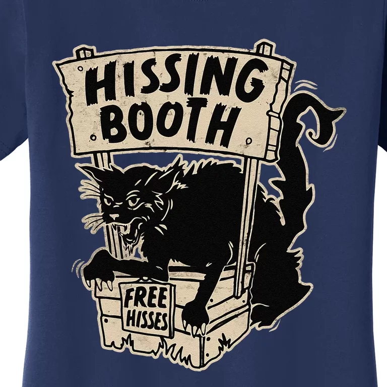 Funny Goth Black Cat Hissing Booth For Cat Moms & Cat Dads Women's T-Shirt