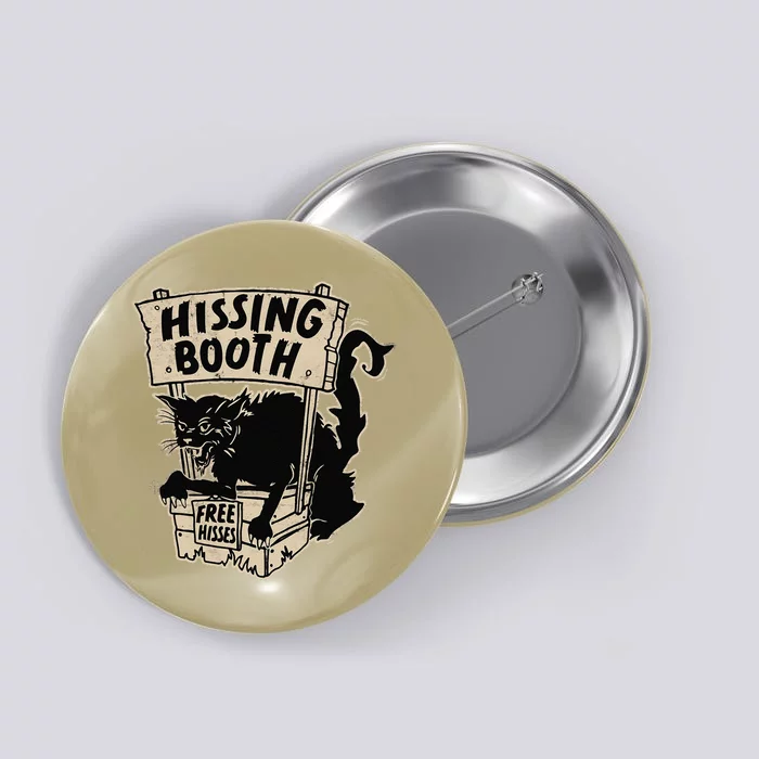 Funny Goth Black Cat Hissing Booth For Cat Moms & Cat Dads Button