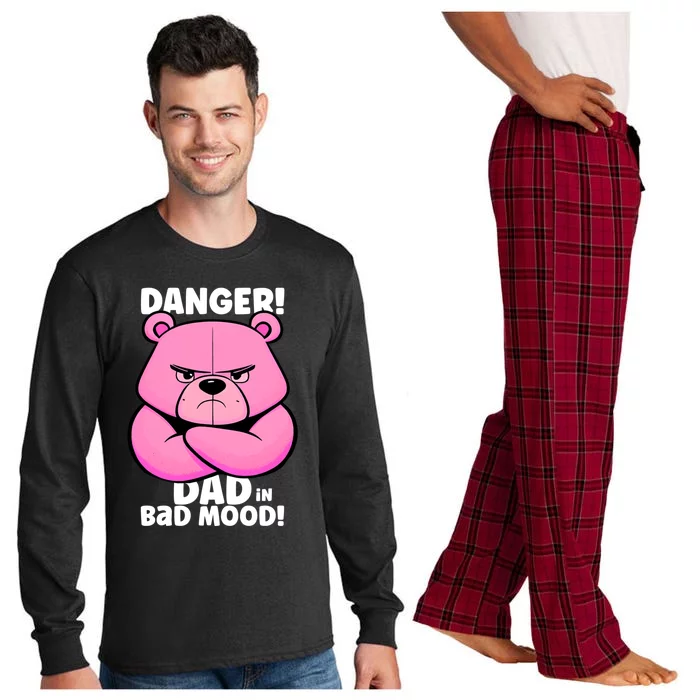 Funny Grumpy Bear Warning! Dad Is In A Bad Mood Cute Gift Long Sleeve Pajama Set