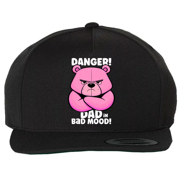 Funny Grumpy Bear Warning! Dad Is In A Bad Mood Cute Gift Wool Snapback Cap