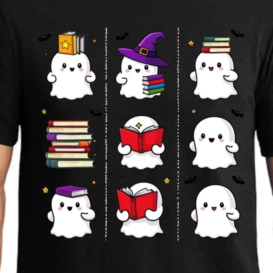 Funny Ghost Book Reading Halloween Design For Book Lovers & Teachers Pajama Set