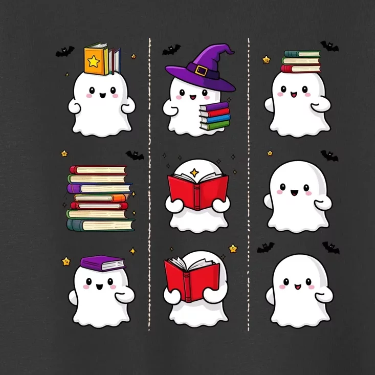 Funny Ghost Book Reading Halloween Design For Book Lovers & Teachers Toddler T-Shirt