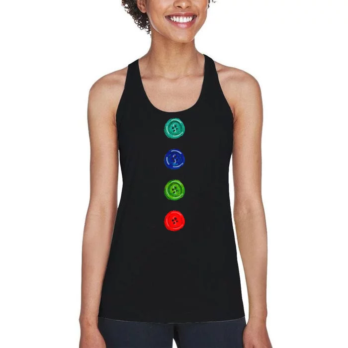 Four Groovy Buttons Blue Halloween Cat Women's Racerback Tank