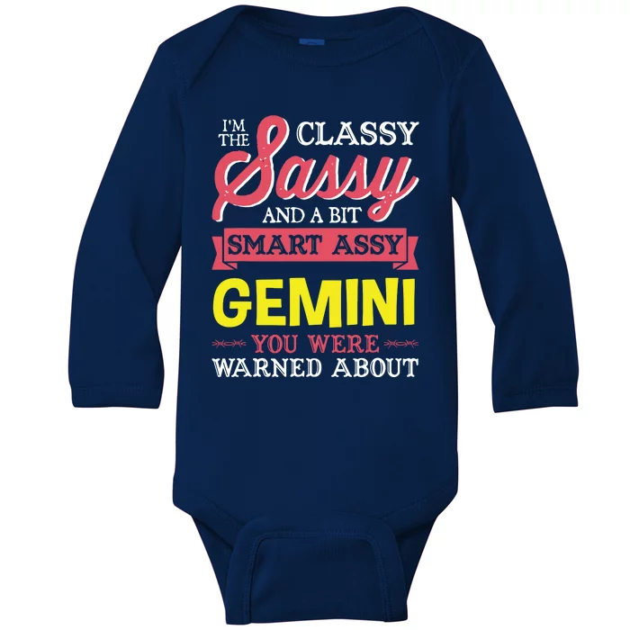 Funny GEMINI Birthday Zodiac Sign Classy Baby Long Sleeve Bodysuit