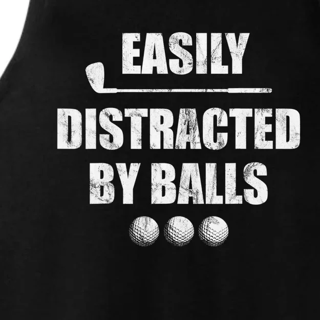 Funny Golf Ball Easily Distracted by Balls Humor Golfing Ladies Tri-Blend Wicking Tank