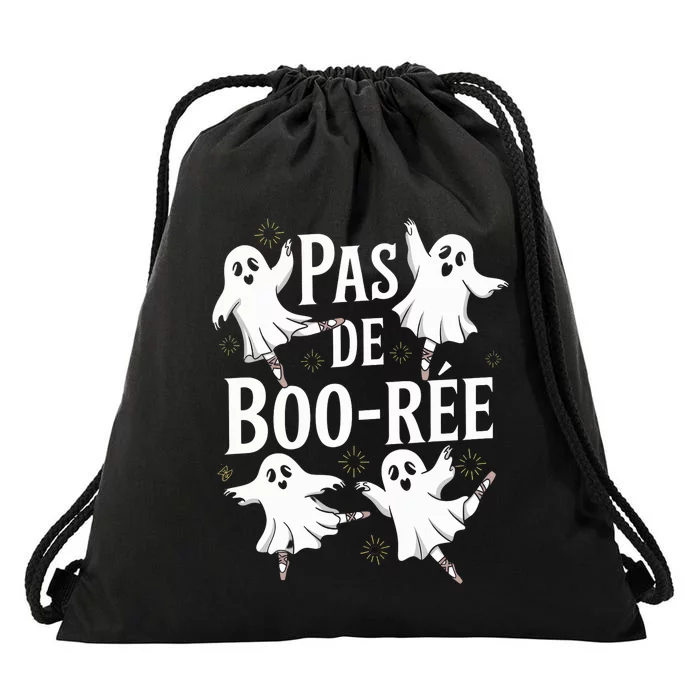 Funny Ghost Ballet Pas De Boo Halloween Dance Drawstring Bag