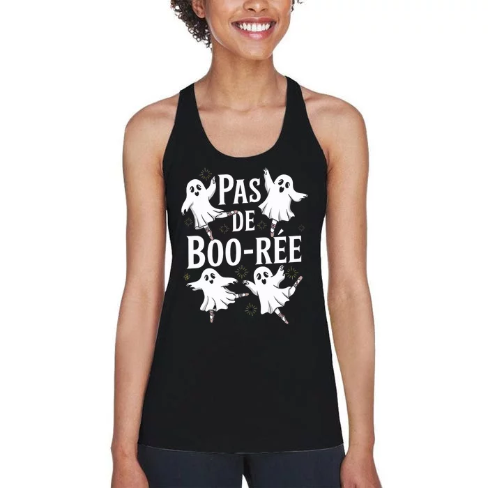 Funny Ghost Ballet Pas De Boo Halloween Dance Women's Racerback Tank