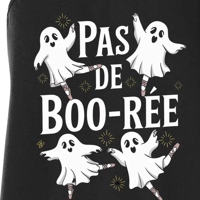 Funny Ghost Ballet Pas De Boo Halloween Dance Women's Racerback Tank