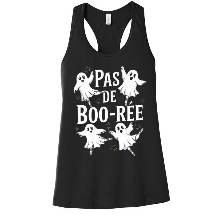 Funny Ghost Ballet Pas De Boo Halloween Dance Women's Racerback Tank