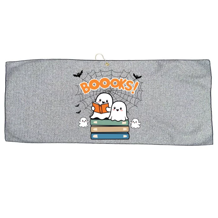 Funny Ghost Book Reading Halloween Design For Book Lovers & Teachers Large Microfiber Waffle Golf Towel