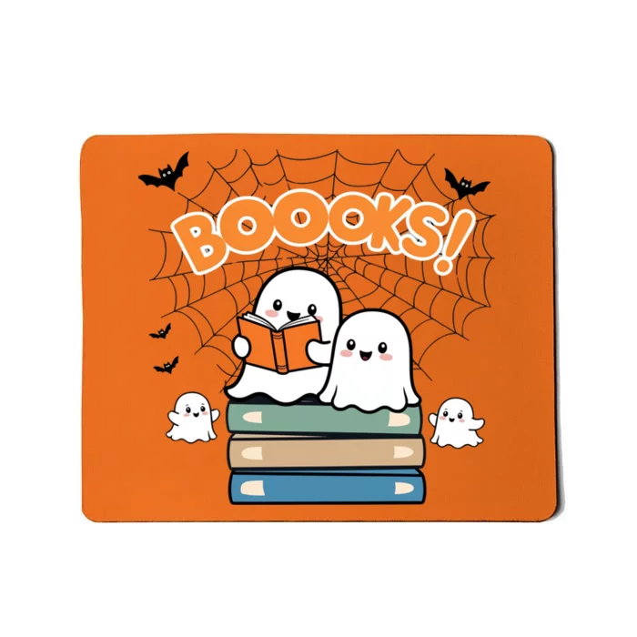 Funny Ghost Book Reading Halloween Design For Book Lovers & Teachers Mousepad