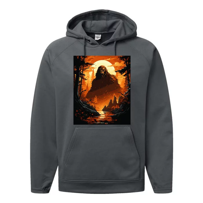 Funny Graphic Bigfoot Sasquatch Performance Fleece Hoodie