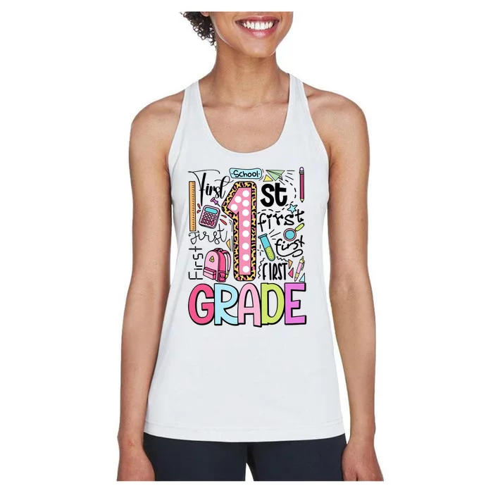 First Grade Back To School Teacher Life Women's Racerback Tank