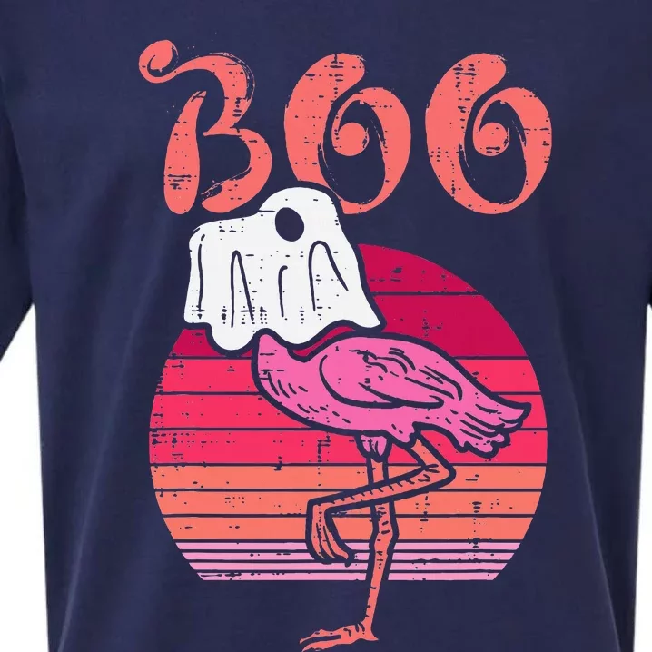 Flamingo Ghost Boo Pink Sunset Retro Halloween Bird Animal Sueded Cloud Jersey T-Shirt