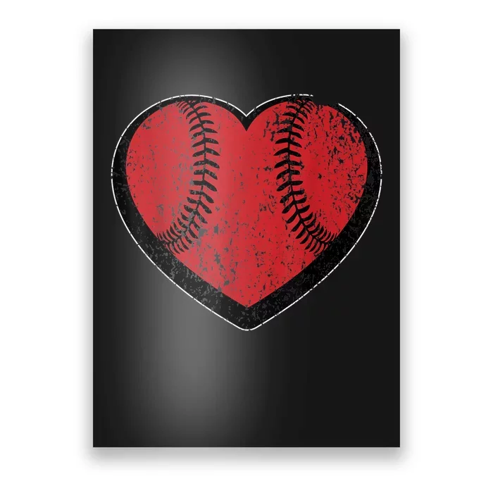 Funny Gift Baseball Heart Vintage Valentine's Day Gift For Kids Boys Poster