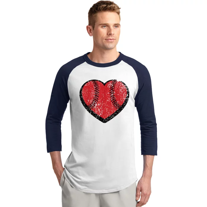 Funny Gift Baseball Heart Vintage Valentine's Day Gift For Kids Boys Baseball Sleeve Shirt