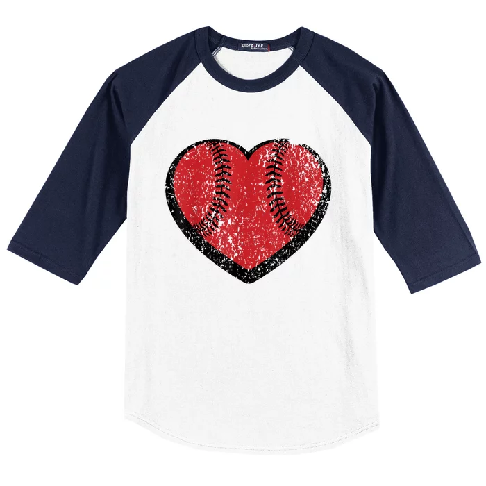 Funny Gift Baseball Heart Vintage Valentine's Day Gift For Kids Boys Baseball Sleeve Shirt