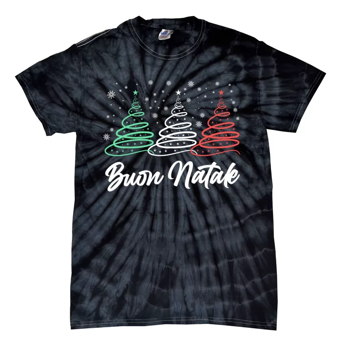 Funny Gift Buon Natale Italy Pride Xmas Holiday Italian Christmas Tie-Dye T-Shirt