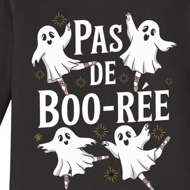 Funny Ghost Ballet Pas De Boo Halloween Dance Baby Long Sleeve Bodysuit