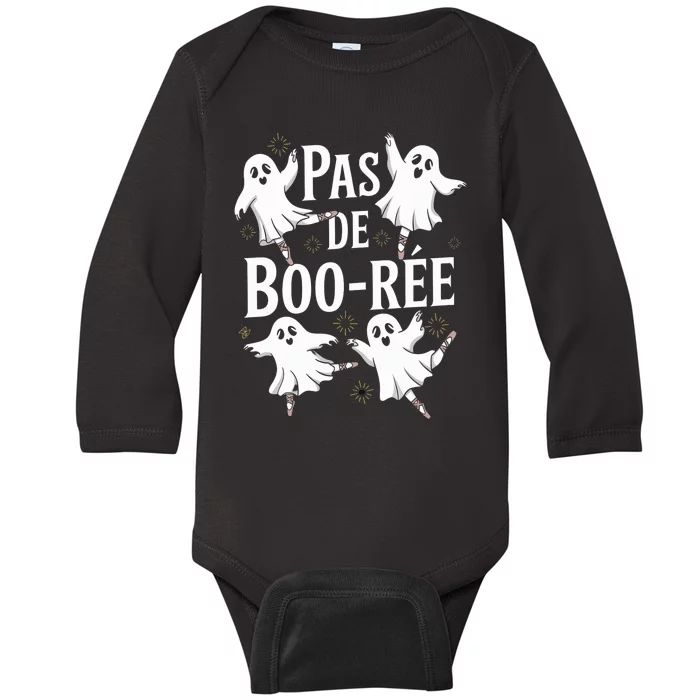 Funny Ghost Ballet Pas De Boo Halloween Dance Baby Long Sleeve Bodysuit