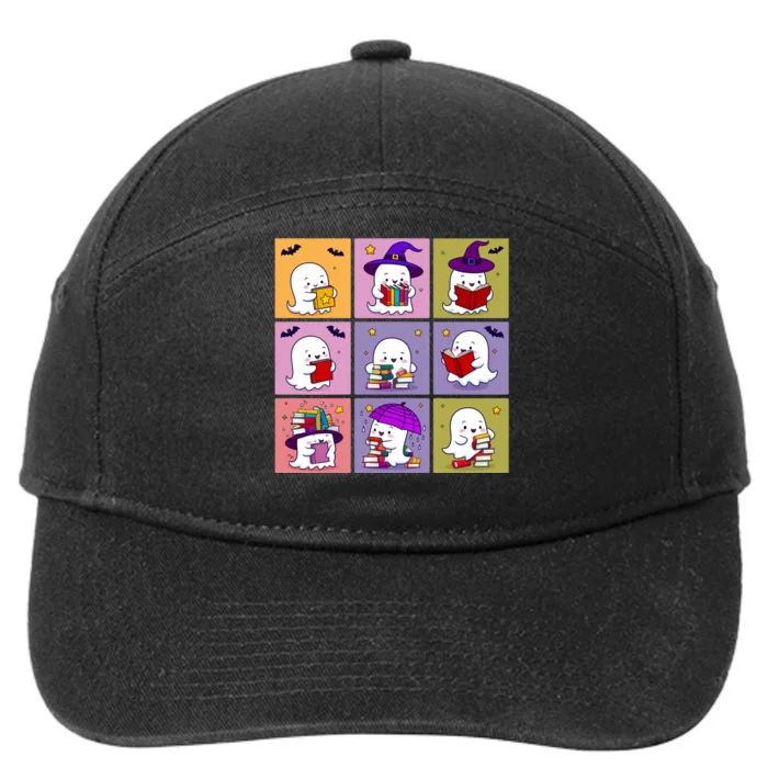 Funny Ghost Book Reading Halloween Design For Book Lovers & Teachers 7-Panel Snapback Hat