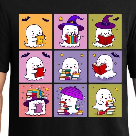 Funny Ghost Book Reading Halloween Design For Book Lovers & Teachers Pajama Set