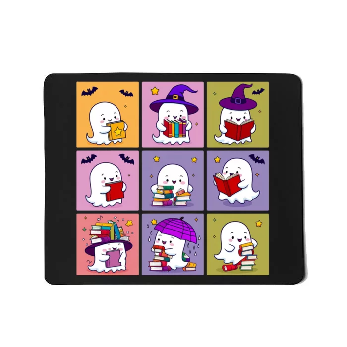 Funny Ghost Book Reading Halloween Design For Book Lovers & Teachers Mousepad