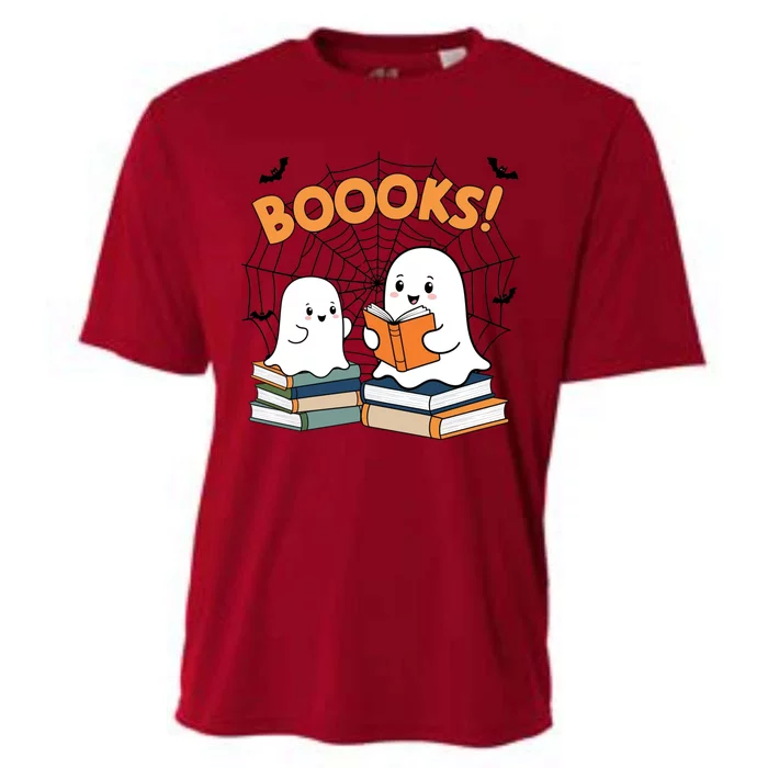 Funny Ghost Book Reading Halloween Design For Book Lovers & Teachers Cooling Performance Crew T-Shirt