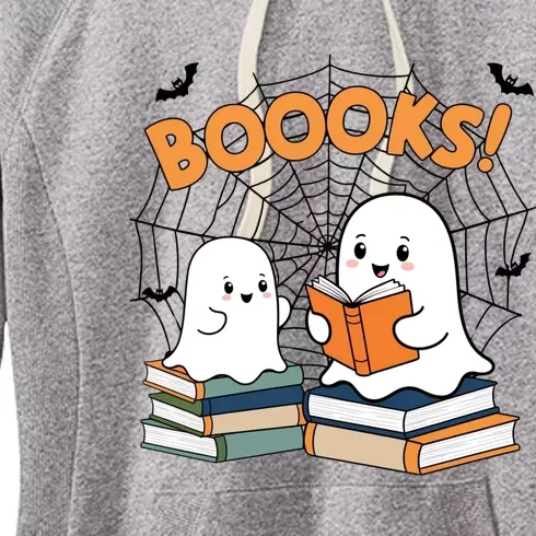 Funny Ghost Book Reading Halloween Design For Book Lovers & Teachers Women's Fleece Hoodie