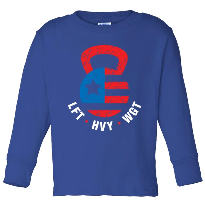 Funny Gym Bro Fitness Workout Gear American Vintage Novelty Gift Toddler Long Sleeve Shirt