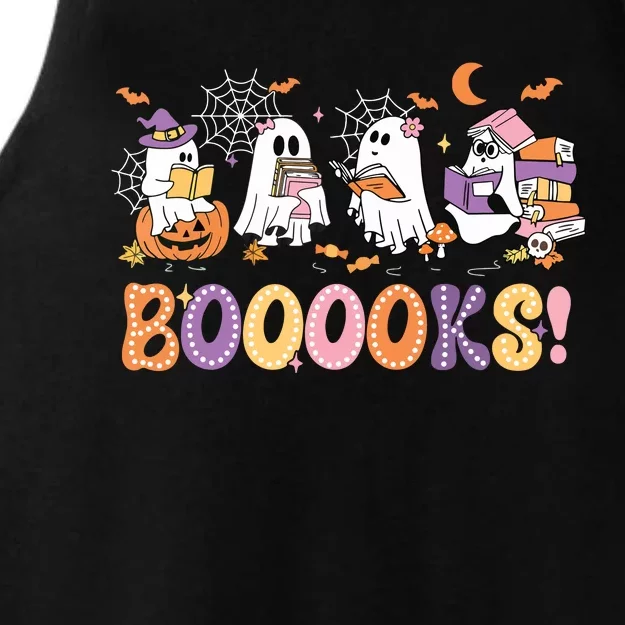 Funny Ghost Book Reading Halloween Booooks Lover Teacher Ladies Tri-Blend Wicking Tank