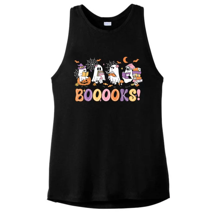 Funny Ghost Book Reading Halloween Booooks Lover Teacher Ladies Tri-Blend Wicking Tank